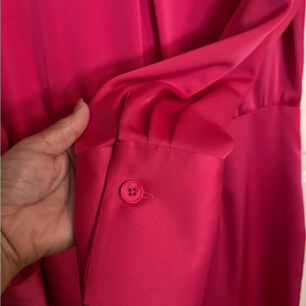 ‼️SOLD DOING LIVE 04/07/26‼️Worthington Fuchsia Button-Front Wrap Dress Large - Picture 8 of 10